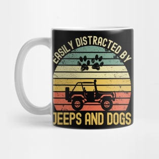 Vintage Jeep Easily Distracted By Jeeps And Dogs Jeep Lover Dog Lover Mug